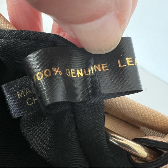 REBECCA MINKOFF Monroe Sand Saffiano Structured Leather Tassel Shoulder Bag Tote - Picture 10 of 16